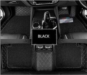 7D Premium Car Floor Mat Compatible with Toyota Fortuner Legender||Luxury Leather Double Layered Mat||Set of 4pcs||Waterproof and Washable||Colour:-Black with Black(Black Grass)