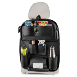 Car Back Seat Organizer With Foldable Dining Tray Car Accessories All Multi Pocket Storage Bottle Mobile Tissue, Toy Car Accessories Interio Black, Automobiles